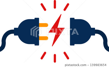 Power outage concept, disconnected electric plug with lightning warning, energy shortage and blackout vector illustration Power outage concept, disconnected electric plug with lightning warning, energy shortage and blackout vector illustration 139983654