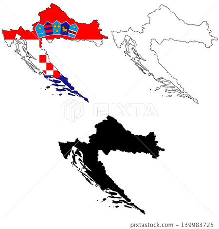 Map of Croatia. Croatia Map. Flag of Croatia maps territory. Outline map Croatia. flat style. Map of Croatia. Croatia Map. Flag of Croatia maps territory. Outline map Croatia. flat style. 139983725