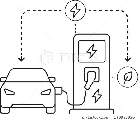 Electric Vehicle Charging Station Vector Icon EV Energy System Outline Electric Vehicle Charging Station Vector Icon EV Energy System Outline 139983920