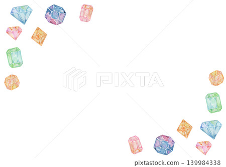 A watercolor-painted frame of a jewel A watercolor-painted frame of a jewel 139984338