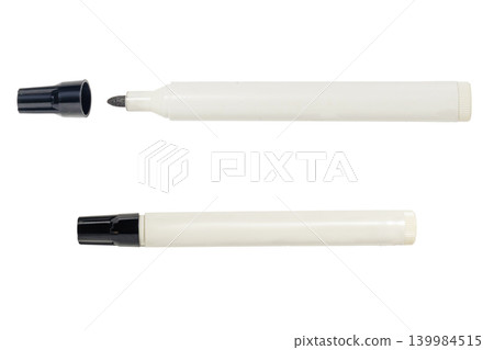 White marker pen with black cap, isolated on white background. Isolated Background. Stationery and School Equipment. High quality photo White marker pen with black cap, isolated on white background. Isolated Background. Stationery and School Equipment. High quality photo 139984515
