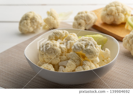 Sliced Cauliflower into small pieces Sliced Cauliflower into small pieces 139984692