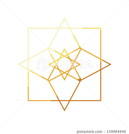 Golden sacred geometry pattern with star and square shapes 139984840