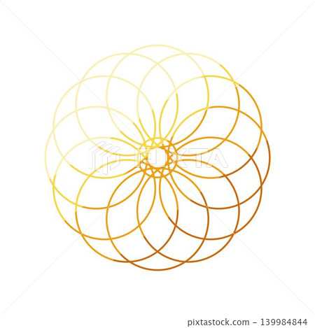 Golden sacred geometry symbol with intricate flower pattern 139984844