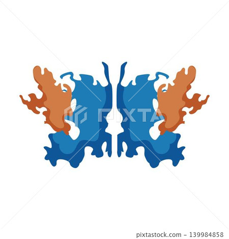 Abstract inkblot psychological test illustration in blue and orange Abstract inkblot psychological test illustration in blue and orange 139984858