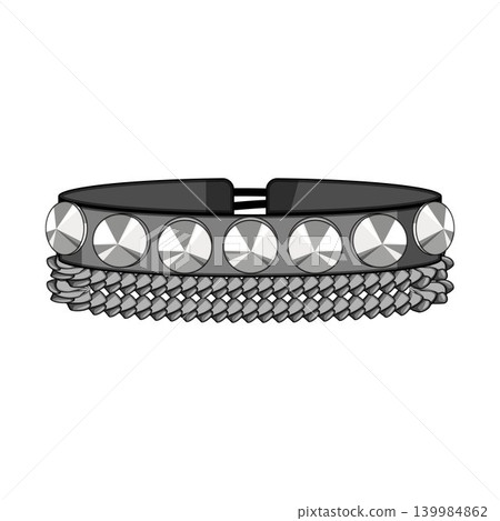 Rock bracelet with metal studs and chain Rock bracelet with metal studs and chain 139984862