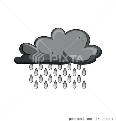 Rain cloud dropping stylized water droplets Rain cloud dropping stylized water droplets 139984905