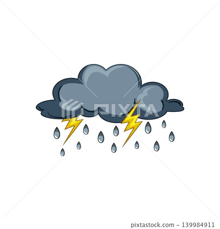 Dark storm cloud raining with yellow lightning bolts Dark storm cloud raining with yellow lightning bolts 139984911