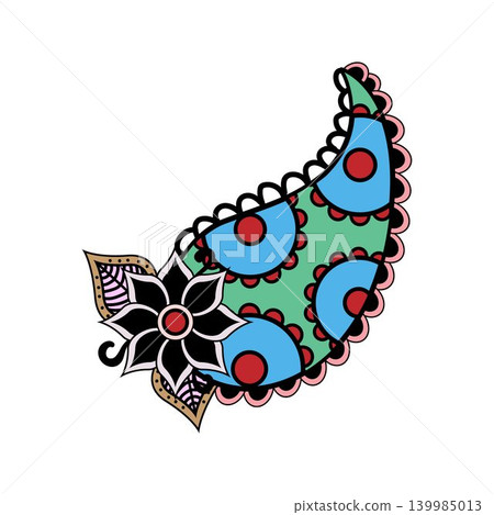 Paisley decorative floral design graphic element 139985013