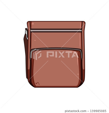 Brown messenger bag in cartoon style drawing Brown messenger bag in cartoon style drawing 139985085