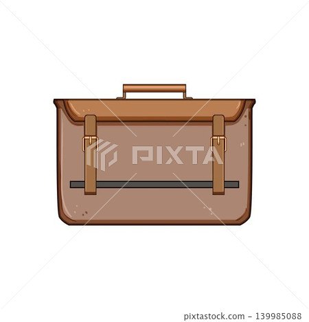 Brown leather messenger bag with top handle and buckle straps Brown leather messenger bag with top handle and buckle straps 139985088