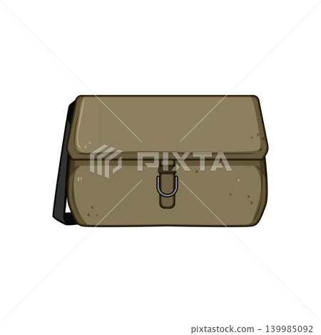 Brown messenger bag carrying personal items illustration Brown messenger bag carrying personal items illustration 139985092