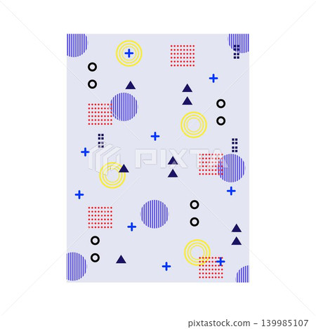 Memphis style pattern featuring geometric shapes and forms Memphis style pattern featuring geometric shapes and forms 139985107