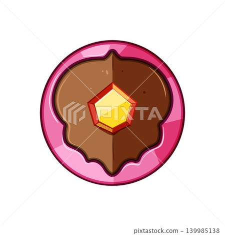 Magic shield game icon with glowing central gem Magic shield game icon with glowing central gem 139985138