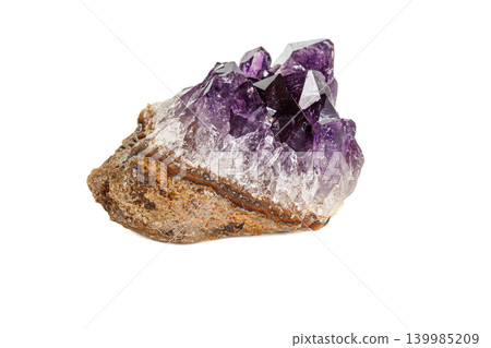 Amethyst Crystal Druse macro mineral on white background Amethyst Crystal Druse macro mineral on white background 139985209