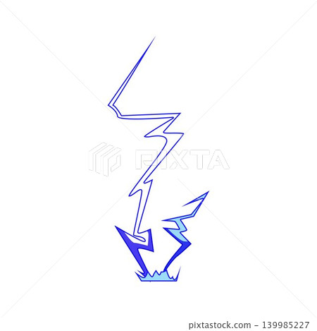 Stylized blue lightning bolt striking down energy Stylized blue lightning bolt striking down energy 139985227