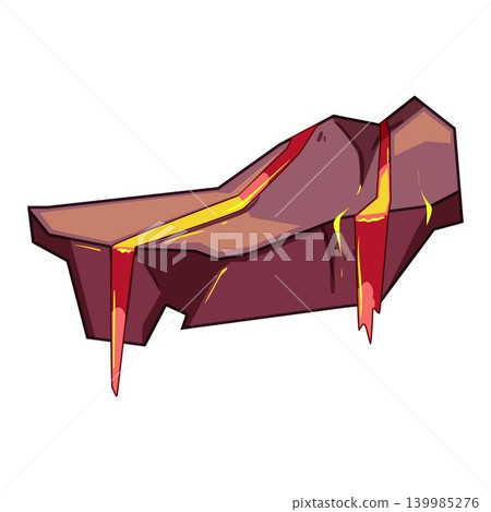 Floating cartoon rock platform with molten lava dripping Floating cartoon rock platform with molten lava dripping 139985276