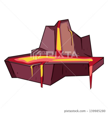 Lava flow on rock platform game asset Lava flow on rock platform game asset 139985280