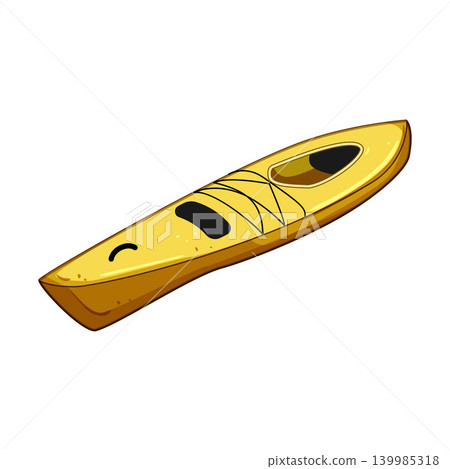 Yellow kayak boat for paddling on water Yellow kayak boat for paddling on water 139985318