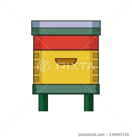 Wooden beehive contributing to honey production and apiculture Wooden beehive contributing to honey production and apiculture 139985338