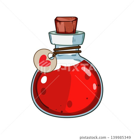 Health potion bottle representing healing and magic concept Health potion bottle representing healing and magic concept 139985349