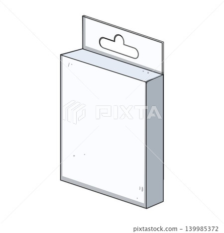 Blank product packaging box with hanging tab 139985372