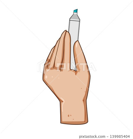 Hand holding marker pen for highlighting information Hand holding marker pen for highlighting information 139985404