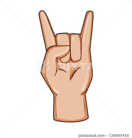 Hand making horns gesture celebrating rock music culture Hand making horns gesture celebrating rock music culture 139985458