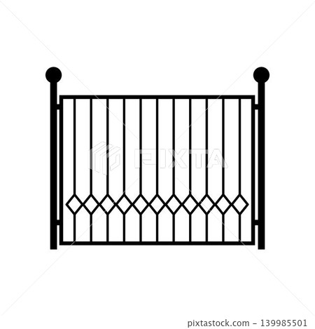 Black silhouette decorative metal fence icon design Black silhouette decorative metal fence icon design 139985501