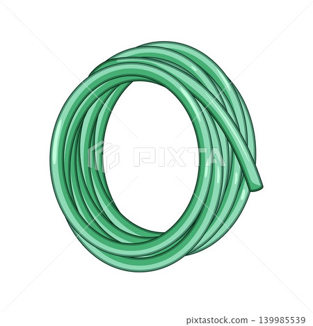Green garden hose coiled for gardening and watering Green garden hose coiled for gardening and watering 139985539