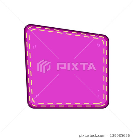 Pink fabric patch with yellow stitches design Pink fabric patch with yellow stitches design 139985636