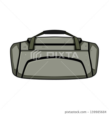 Grey duffel bag carrying essentials for travel sport 139985684