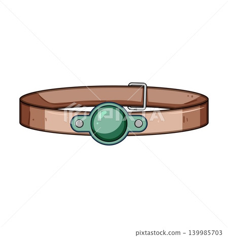 Dog collar illustration with green tag and buckle Dog collar illustration with green tag and buckle 139985703