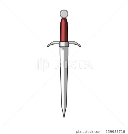 Dagger with shining blade and red hilt Dagger with shining blade and red hilt 139985716