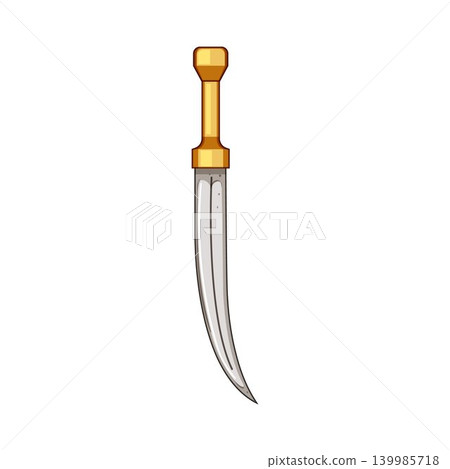 Dagger with gold hilt and curved blade 139985718