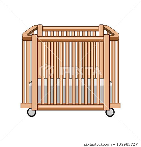Wooden baby crib offering safe comfortable sleep 139985727