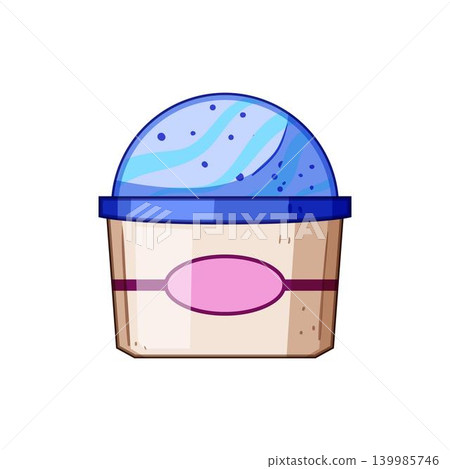 Ice cream pint container with blue dessert inside Ice cream pint container with blue dessert inside 139985746