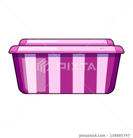 Pink striped plastic container for ice cream or food Pink striped plastic container for ice cream or food 139985747