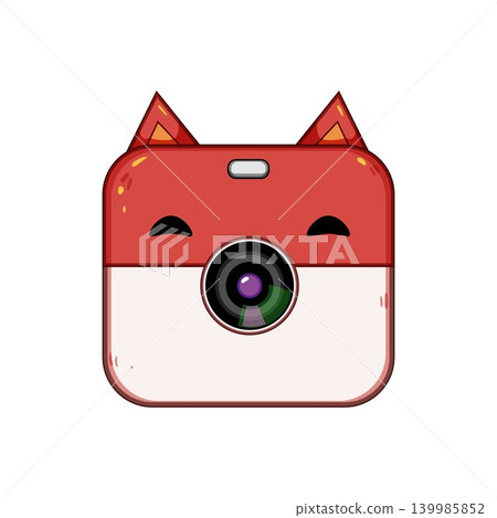 Cute camera icon with animal ears and happy face Cute camera icon with animal ears and happy face 139985852