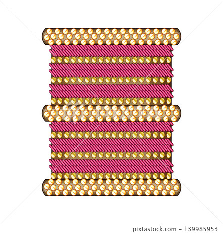 Indian churi bracelet featuring pink threads and golden beads Indian churi bracelet featuring pink threads and golden beads 139985953