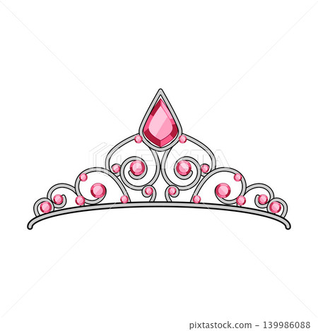 Crown tiara with pink jewels for celebration 139986088