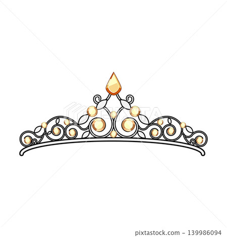 Gold and ornate bridal tiara with gems Gold and ornate bridal tiara with gems 139986094