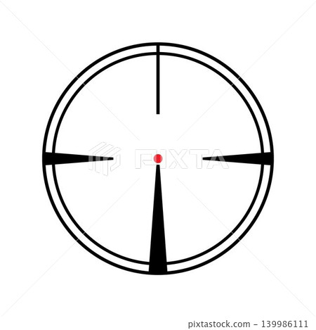 Optical crosshairs aiming at target with red focus point 139986111