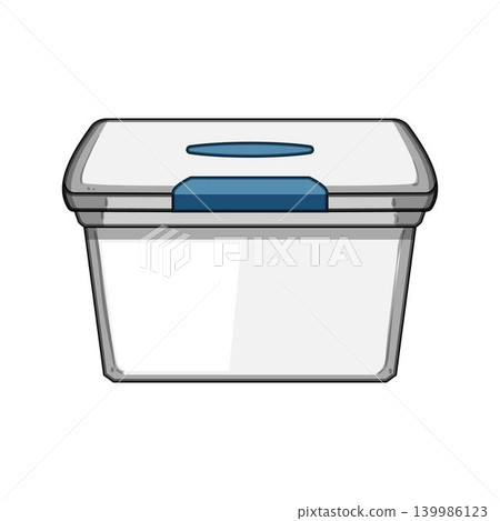 White plastic storage box with blue latch 139986123