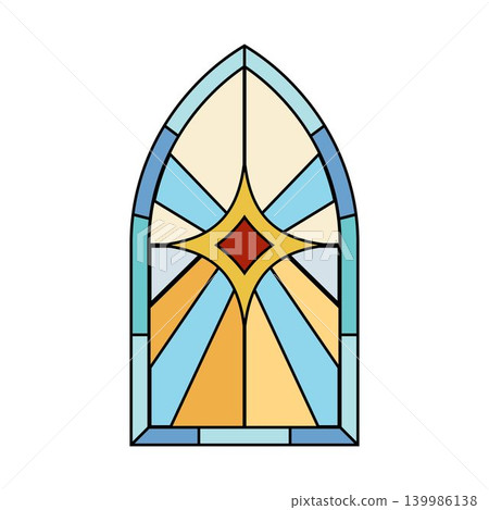 Stained glass window creating abstract light pattern Stained glass window creating abstract light pattern 139986138