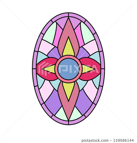 Abstract stained glass oval with colorful pattern Abstract stained glass oval with colorful pattern 139986144