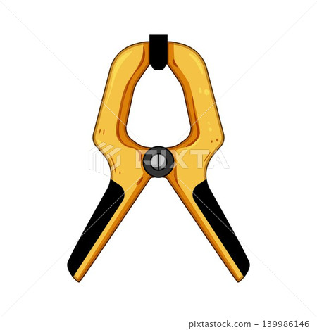 Yellow spring clamp gripping tool for construction 139986146
