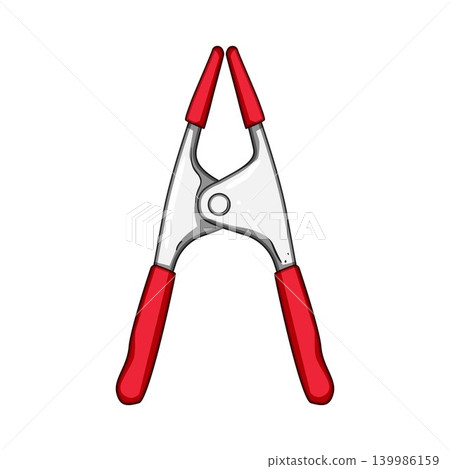 Hand tool clip art with red spring clamp Hand tool clip art with red spring clamp 139986159