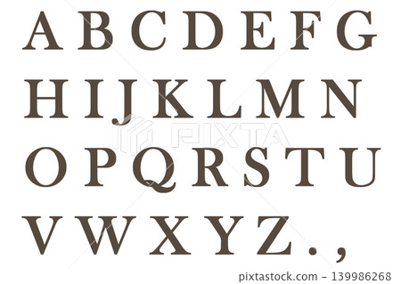 六個字母,大寫字母,深棕色。 六個字母,大寫字母,深棕色。 139986268