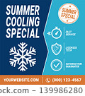 HVAC Summer Cooling Special Social Media Post Template for AC Service Contractor Marketing 139986280